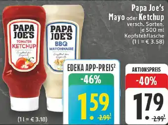 Edeka Papa Joe's Mayo oder Ketchup Angebot