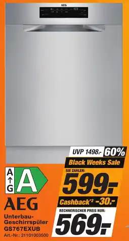 Expert Technomarkt AEG Unterbau Geschirrspüler GS767EXUB Angebot
