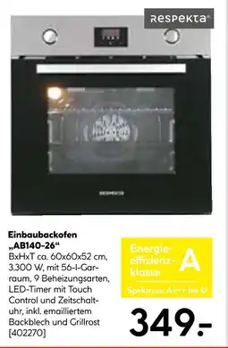 Hellweg Respekta einbaubackofen ab140-26 Angebot