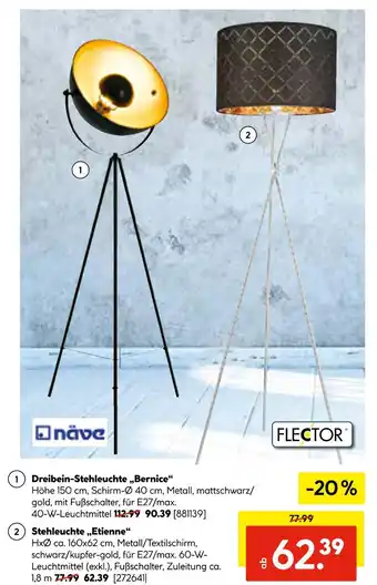 Hellweg Näve dreibein-stehleuchte „bernice“ Angebot