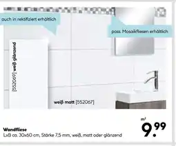 Hellweg Wandfliese weiß glänzend Angebot