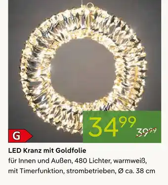 Pflanzen Kölle Led kranz mit goldfolie Angebot