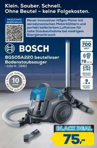 Euronics Berlet BOSCH BGS05A220 beutelloser Bodenstaubsauger Angebot