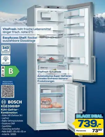 Euronics Berlet BOSCH KGE398IBP Kühl-Gefrier Kombination Angebot