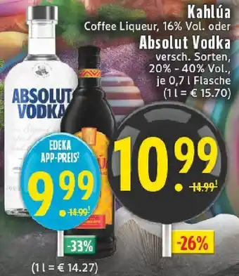 Edeka Kahlúa oder Absolut Vodka Angebot
