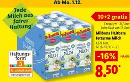 Lidl Milbona haltbare fettarme milch Angebot