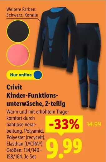 Lidl Crivit kinder-funktionsunterwäsche, 2-teilig Angebot