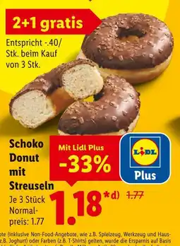 Lidl Lidl plus schoko donut mit streuseln Angebot