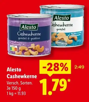 Lidl Alesto cashewkerne geröstet & gesalzen Angebot