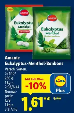 Lidl Amanie eukalyptus-menthol-bonbons Angebot
