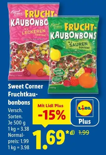 Lidl Sweet corner fruchtkaubonbons in 5 leckeren sorten Angebot