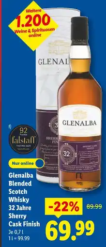 Lidl Glenalba blended scotch whisky 32 jahre sherry cask finish Angebot
