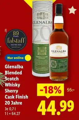 Lidl Glenalba blended scotch whisky sherry cask finish 20 jahre Angebot