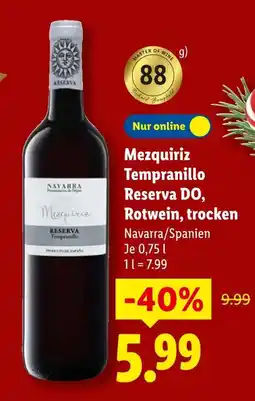 Lidl Navarra mezquiriz tempranillo reserva do Angebot