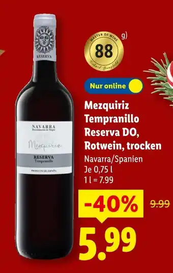 Lidl Navarra mezquiriz tempranillo reserva do Angebot