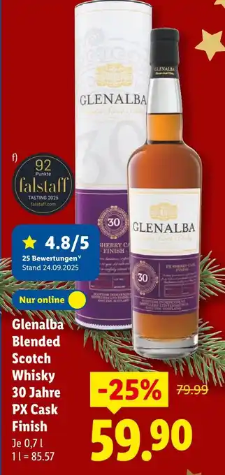 Lidl Glenalba blended scotch whisky 30 jahre px cask finish Angebot