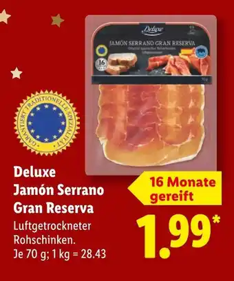 Lidl Deluxe jamón serrano gran reserva Angebot