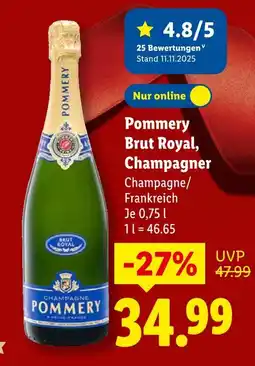 Lidl Pommery brut royal, champagner Angebot