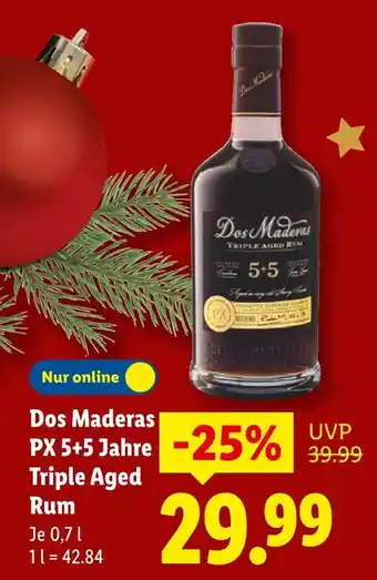 Lidl Dos maderas px 5+5 jahre triple aged rum Angebot