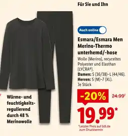 Lidl Esmara merino-thermo unterhemd/-hose Angebot