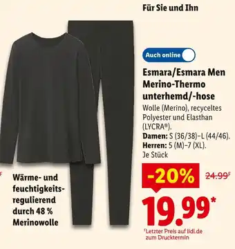 Lidl Esmara merino-thermo unterhemd/-hose Angebot