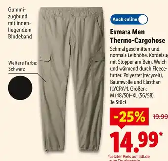 Lidl Esmara men thermo-cargohose Angebot