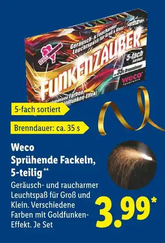 Lidl Weco sprühende fackeln, 5-teilig Angebot