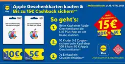 Lidl Apple geschenkkarte 100€ Angebot