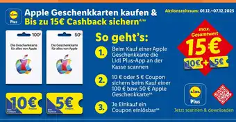 Lidl Apple geschenkkarte 100€ Angebot