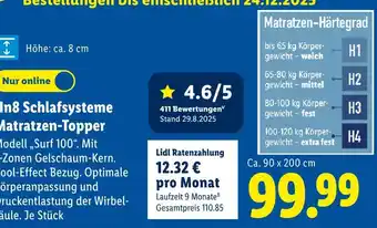 Lidl In8 schlafsysteme matratzen-topper Angebot