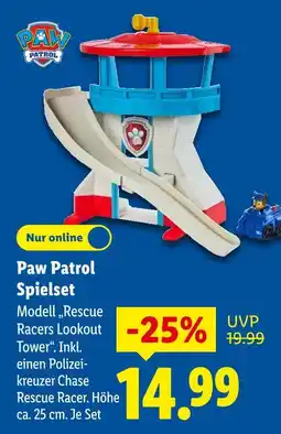 Lidl Paw patrol spielset modell rescue racers lookout tower Angebot