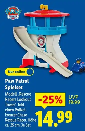 Lidl Paw patrol spielset modell rescue racers lookout tower Angebot