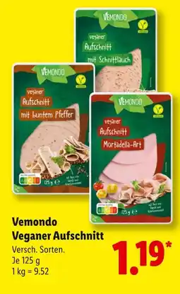 Lidl Vemondo veganer aufschnitt mit buntem pfeffer Angebot