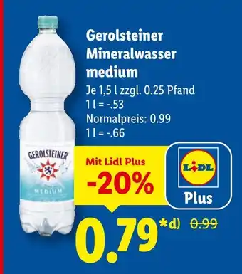 Lidl Gerolsteiner mineralwasser medium Angebot