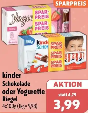 Aktiv Irma kinder Schokolade oder Yogurette Riegel Angebot