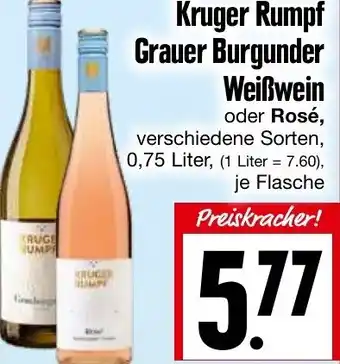 EDEKA Hahner Kruger Rumpf Grauer Burgunder Weißwein oder Rose 0,75L Angebot