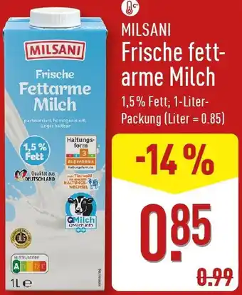 Aldi Nord MILSANI Frische Fettarme Milch Angebot