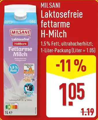 Aldi Nord MILSANI Laktosefrei Haltbare Fettarme Milch Angebot