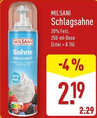 Aldi Nord MILSANI Schlagsahne Angebot