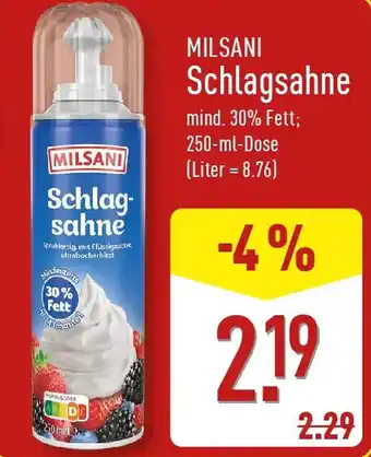Aldi Nord MILSANI Schlagsahne Angebot