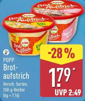 Aldi Nord POPP Brot Aufstrich Angebot