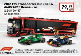 Idee+Spiel LEGO CITY 2102 F1 Transporter mit RB20 & AMR24 F1 Rennautos (LEGO 60445) Angebot