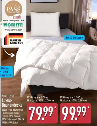 Aldi Nord NOVITESSE Luxus Daunendecke Angebot