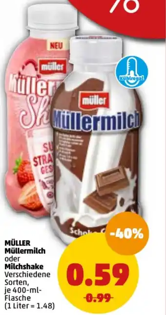 PENNY Müller Müllermilch oder Milchshake Angebot