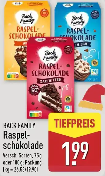 Aldi Nord BACK FAMILY Raspelschokolade Angebot