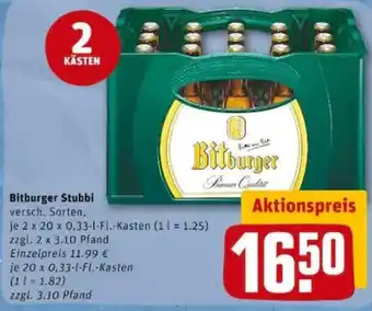 REWE PETZ Bitburger Stubbi 20x0,33L Angebot