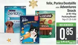 E-Center felix, Purina Dentalife oder Adventuros Snack Angebot