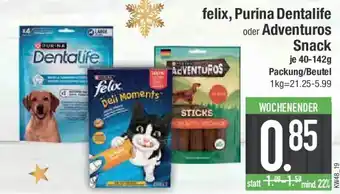 E-Center felix, Purina Dentalife oder Adventuros Snack Angebot