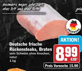 HIT Deutsche frische Rückensteaks, Braten Angebot