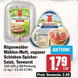 HIT Rügenwalder Mühlen-Mett, veganer Schinken-Spicker- Salat, Teewurst Angebot